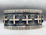 Crosses Of Sterling Vintage Native American Navajo Silver Bracelet Cuff-Nativo Arts