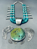 Stunning Navajo/ Sioux Turquoise Sterling Silver Squash Blossom Necklace-Nativo Arts