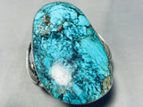 One Of The Biggest Vintage Native American Navajo Spiderweb Turquoise Sterling Silver Bracelet-Nativo Arts