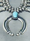 204 Grams Native American Navajo Turquoise Sterling Silver Squash Blossom Necklace-Nativo Arts