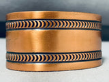 Gasp! Hand Tooled Vintage Native American Navajo Copper Bracelet Cuff-Nativo Arts