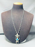 Detailed Vintage Native American Navajo Turquoise Kachina Sterling Silver Necklace-Nativo Arts