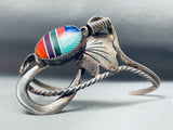 One Of The Most Unique Vintage Native American Navajo Inlay Sterling Silver Bracelet-Nativo Arts