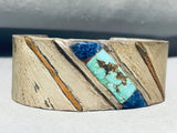 Native American One Of The Most Unique Vintage Navajo Turquoise Inlay Sterling Silver Bracelet-Nativo Arts