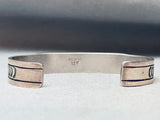 Superior Vintage Native American Navajo Turquoise Inlay Sterling Silver Bracelet Cuff-Nativo Arts