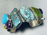 Smithsonian Artist!! Vintage Native American Navajo Turquoise Sterling Silver Bracelet-Nativo Arts