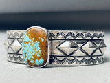 Rare Internal Silver Works Native American Navajo #8 Turquoise Sterling Silver Bracelet-Nativo Arts