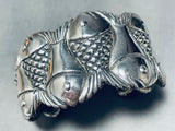 One Of The Most Unique Vintage Sterling Silver Fish Bracelet Cuff-Nativo Arts