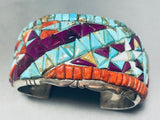 One Of The Most Incredible 7 Inch Inlay Vintage Sterling Silver Bracelet-Nativo Arts