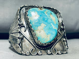 Easter Blue Turquoise!! Vintage Native American Navajo Sterling Silver Bracelet Old-Nativo Arts