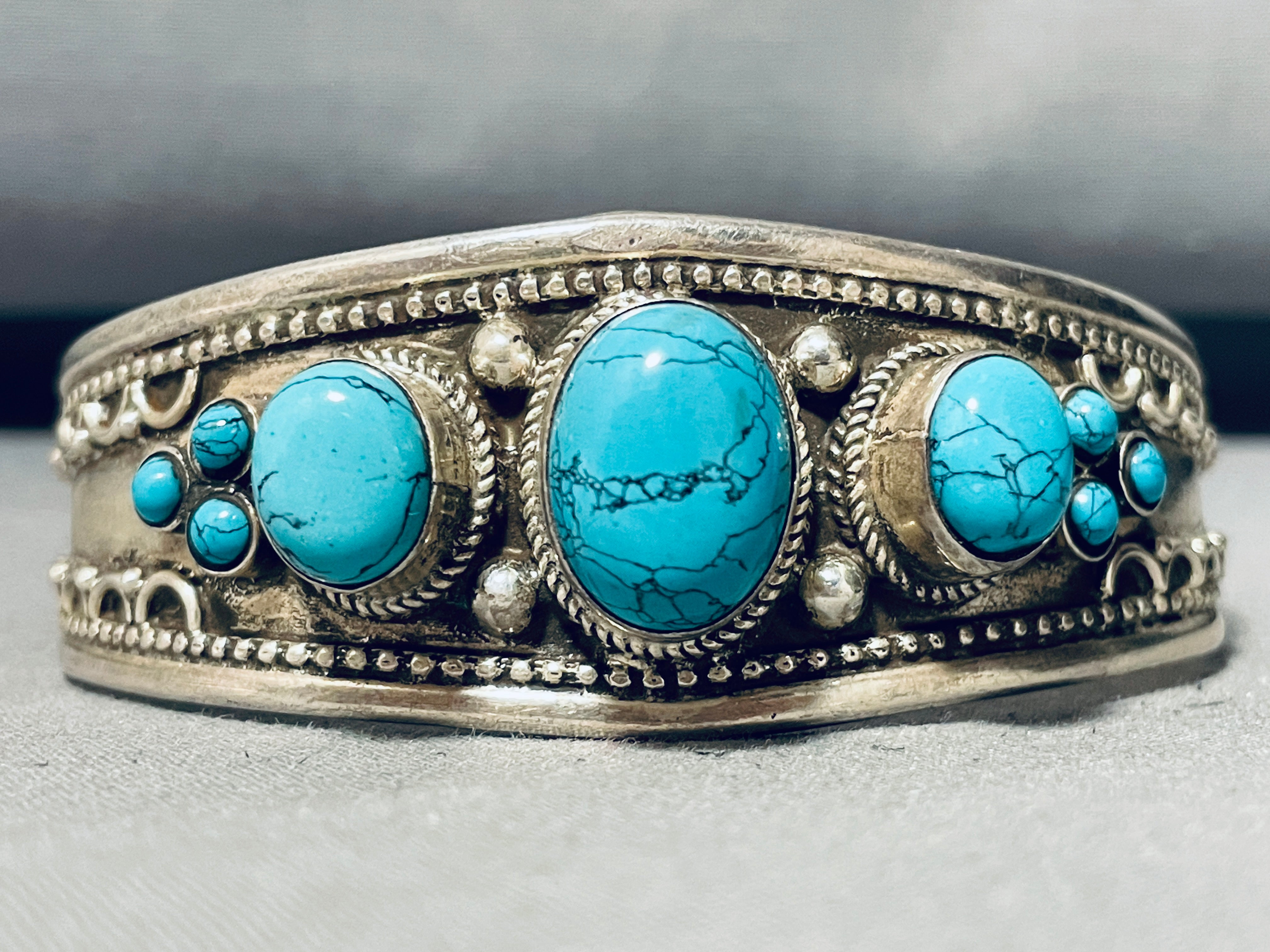 Lu Tsosie Vintage Native American Navajo Turquoise Sterling Silver