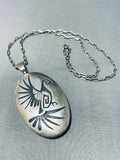 Cheryl Wadsworth Vintage Native American Hopi Sterling Silver Kachina Eagle Necklace-Nativo Arts