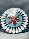 6 Inch Wrist Vintage Native American Zuni Inlay Vintage Turquoise Sterling Silver Bracelet-Nativo Arts