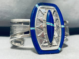 Abraham Begay!!! Vintage Native American Navajo Turquoise Lapis Sterling Silver Bracelet-Nativo Arts