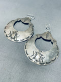 Traditional Vintage Native American Navajo Sterling Silver Large Hoop Earrings-Nativo Arts