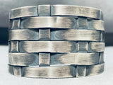 Fantastic Native American Navajo Sterling Silver Basket Weave Massive Bracelet-Nativo Arts