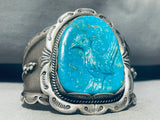 Chei Elmo Roadrunner!! Vintage Native American Navajo Turquoise Sterling Silver Bracelet-Nativo Arts