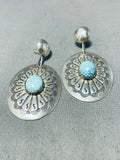 Attractive Vintage Native American Zuni Signed Spiderweb Turquoise Sterling Silver Earrings-Nativo Arts