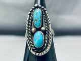 Alluring Vintage Native American Navajo Morenci Turquoise Sterling Silver Ring-Nativo Arts