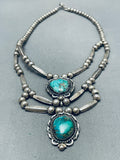 Native American One Of The Most Beautiful Vintage Navajo Turquoise Sterling Silver Necklace-Nativo Arts