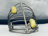 One Of A Kind Vintage Native American Navajo Gaspeite Sterling Silver Bracelet-Nativo Arts