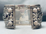 Heavy 150 Grams Vintage Native American Navajo Turquoise Coyote Sterling Silver Bracelet-Nativo Arts