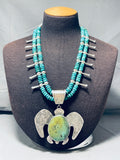 Stunning Navajo/ Sioux Turquoise Sterling Silver Squash Blossom Necklace-Nativo Arts