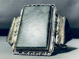 Moss Agate Very Rare Vintage Native American Navajo Sterling Silver Bracelet Cuff-Nativo Arts