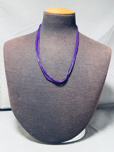 Bell Of The Ball! Native American Navajo Sugilite Sterling Silver Necklace-Nativo Arts