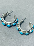Exquisite Vintage Native American Navajo Sleeping Beauty Turquoise Sterling Silver Earrings-Nativo Arts