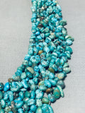 Gorgy!! Vintage Native American Navajo Turquoise Nugget Chunks Sterling Silver Necklace-Nativo Arts