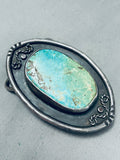 Vintage Native American Navajo Swirl Channel Royston Turquoise Sterling Silver Buckle
