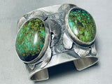 188 Grams Double Green Turquoise Sterling Silver Bracelet Cuff!!!-Nativo Arts