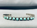 Sparkling Vintage Native American Zuni Blue Gem Turquoise Sterling Silver Bracelet-Nativo Arts