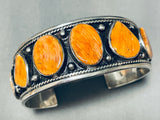 Dropdead Fab Vintage Native American Navajo Orange Shel Sterling Silver Bracelet Cuff-Nativo Arts