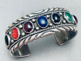 Sample Of Stones Vintage Native American Navajo Sterling Silver Bracelet Cuff-Nativo Arts
