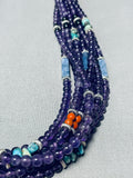 Native American Important Singer Amethyst Sterling Silkver Turquoise Necklace-Nativo Arts