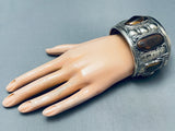 One Of The Biggest Best Vintage Native American Navajo Tigers Eye Sterling Silver Bracelet-Nativo Arts