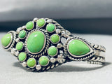 Native American Outstanding Vintage Navajo Gaspeite Sterling Silver Cluster Bracelet-Nativo Arts