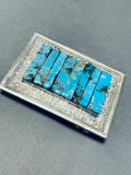 Native American Sparkling Vintage Zuni Pilot Mountain Turquoise Sterling Silver Buckle-Nativo Arts