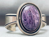 One Of The Best Vintage Native American Navajo Charoite Sterling Silver Bracelet-Nativo Arts