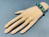 Awesome Vintage Native American Navajo 3 Carico Lake Turquoise Sterling Silver Bracelet-Nativo Arts