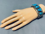 Chunky Spiderweb Vintage Native American Navajo Turquoise Sterling Silver Bracelet-Nativo Arts