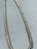 Sturdy Hand Tooled Vintage Native American Navajo Signed Sterling Silver Necklace-Nativo Arts