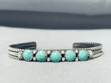 Beautiful Vintage Native American Navajo 5 Royston Turquoise Sterling Silver Bracelet-Nativo Arts