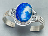 Rare Vintage Native American Navajo Lapis Sterling Silver Bracelet Cuff-Nativo Arts