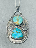 Important Vintage Native American Navajo Royston Old Kingman Turquoise Sterling Silver Necklace-Nativo Arts