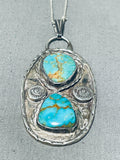 Important Vintage Native American Navajo Royston Old Kingman Turquoise Sterling Silver Necklace-Nativo Arts