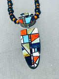 Native American Rare Santo Domingo Turquoise Coral Jet Sterling Silver Arrowhead Necklace-Nativo Arts