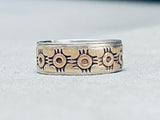 Very Unique Vintage Native American Navajo Zia Symbol Sterling Silver Gold Ring-Nativo Arts